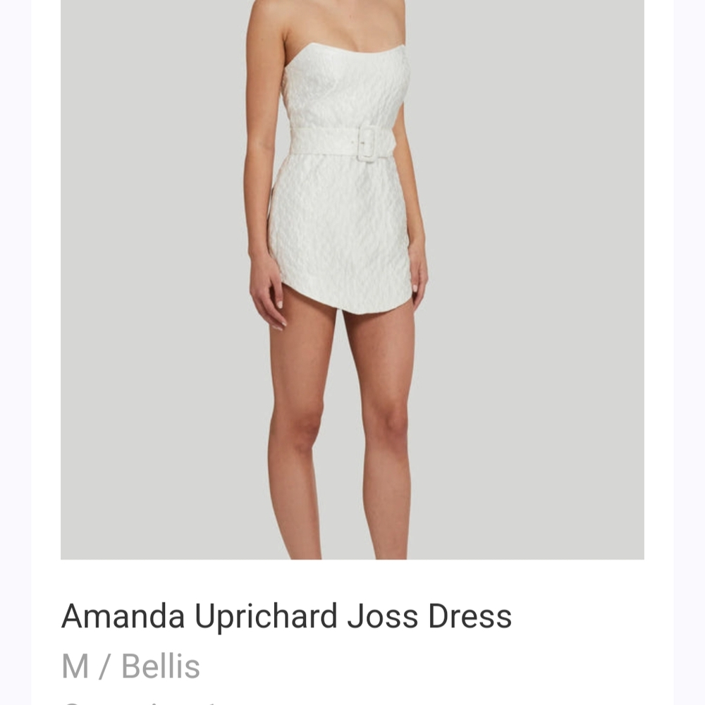 Amanda Uprichard White Sequin Strapless Sheath Dress